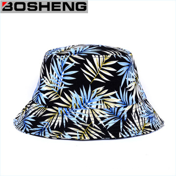 Wholesale Custom Cheap Leaf Pattern Print Plain Bucket Hats